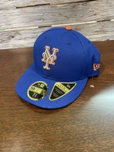 New York Mets New Era 59Fifty Fitted Hat 7 5/8 NWT MLB Blue Low Profile - £29.40 GBP