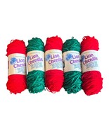 Yarn Lion Brand Chenille Lot Of 5 Christmas Colors Red &amp; Green Vtg Disco... - $372.34 MXN