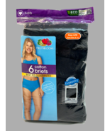Fruit Of The Loom Eversoft Briefs Women 6 Black 100% Cotton 6 Pairs - $15.84