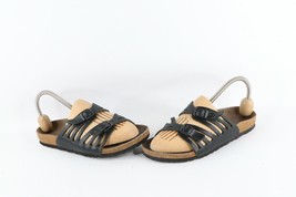 Vtg Birkenstock Womens Size 6 Distressed Leather Web Strap Buckle Sandals Black - £35.56 GBP