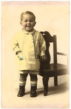 Young Boy in His Little Outfit, Little Chair Colorized Named Photo - Early 1920s - £8.31 GBP