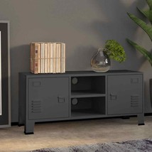 Industrial Metal Living Room TV Cabinet Stand Unit With 2 Doors &amp; Open Storage - £76.00 GBP+