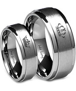 coi Jewelry Tungsten Carbide King Queen Wedding Band Ring-445 - £55.87 GBP