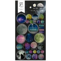 CUTE MY SPACE STICKERS Planet Gel Sticker Sheet Craft Scrapbook Seal Kaw... - $2.49