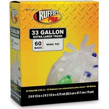 Ruffies 1124909 60CT 33GAL Recyc Bag, 33 Gallon, Clear, 60 Count - $30.54
