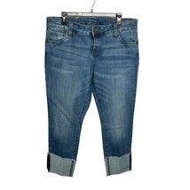 KUT from the Kloth Crop Cuff Jeans Distressed Denim Blue Size 14W - $31.50 CAD