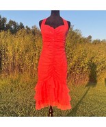 Vintage Dress 90s Y2K Fairy Gown Pink Mesh Overlay Coquette Halter Ruche... - $45.15 CAD