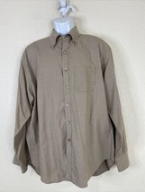 Van Heusen Men Size XL Beige Check Non Iron Button Up Shirt Long Sleeve - $6.30