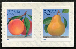 1990 32c Peach &amp; Pear, Coil Scott 2495-2495A Mint F/VF NH - $5.39