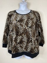 Faded Glory Womens Plus Size 2X Animal Print Velour Sweatshirt Long Sleeve - $12.65