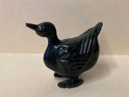 Vintage Boma Goose Hand Carved Black Stone Figurine Small Duck 2.5&quot; - $11.75