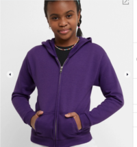 Hanes EcoSmart® Girls&#39; Full-Zip Hoodie (Purple, Small) - £7.02 GBP