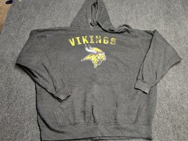 Minnesota Vikings Hoodie Adult 2XL XXL Gray NFL Pullover Sweater Sweatsh... - £18.08 GBP