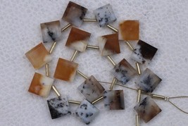 Natural, 16 pieces faceted DENDRITE OPAL fancy briolette cushion beads, 15x15 mm - £39.80 GBP