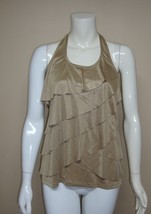 Cache Gold Ruffle Halter Top Women&#39;s Size M - $19.70