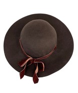 Capelli Straworld Brown Wool Floppy Hat Velvet Bow O/S New - £22.75 GBP