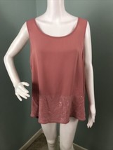 NWT Women&#39;s Juicy Couture Pink Sleeveless Embellished Blouse Top Sz XL - $19.79