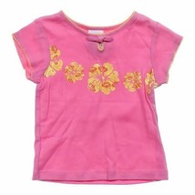 Carter&#39;s Kids 4T girls tee shirt glittery flowers Pink Orange - £7.17 GBP