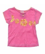 Carter&#39;s Kids 4T girls tee shirt glittery flowers Pink Orange - £7.07 GBP