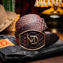 Men's Arkansas Genuine Snake Skin Belt BlackCherry image 5