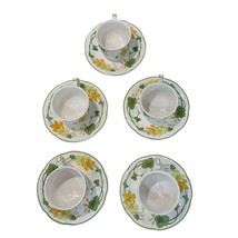 Villeroy &amp; Boch Geranium Pattern Cups &amp; Saucers Set of 5 Made in Germany... - $79.19