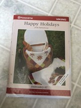 Husqvarna Viking Embroidery 42 HAPPY HOLIDAYS Card Book Designer 1 and PC - $60.76