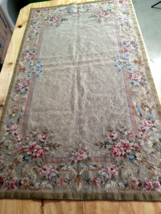 Vintage Silk and Wool Hand Knitted Area Rug, Elizabeth Bradley, Ex. Cond... - $181.98