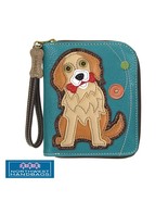 GOLDEN RETRIEVER DOG ZIP AROUND WALLET WRISTLET TURQUOISE - $51.19 CAD
