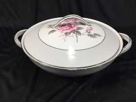 Noritake China Arlington 5221 Japan Round Covered Vegetable Pink Roses - £31.59 GBP