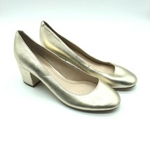 Marc Fisher Block Heels Closed Toe Slip On Leather Gold Size 6 - £19.17 GBP