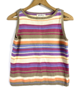 Eddie Bauer Sweater Tank Size Medium Rainbow Colorful Stripe Knit Coasta... - $49.83