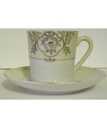 Red Mark Japan Demitasse Cup and Saucer White &amp; Yellow Gold Design Trim ... - £19.11 GBP