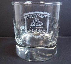 Cutty Sark Scots whisky glass white schooner REAL McCOY logo pinched bas... - $8.28