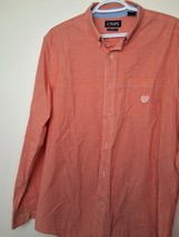 Men&#39;s L Chaps Long sleeve Button up, Custom Fit Checkered - Peach, White - $11.83