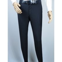Men Suit BERLUSCONI Italian Wool 180's Pin Stripe One Button Peak UGS95-01 Navy image 8