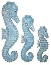WorldBazzar Nautical Set of 3 Wood Teal Blue Aqua Seahorses Wall Art Dec... - $24.69