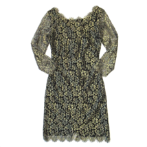 NWT Diane Von Furstenberg Zarita in Gold Black Lace Zip V-back Dress 0 $468 - $91.08