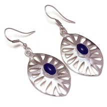 Blue Onyx Gemstone 925 Silver Overlay Handmade Filigree Drop Dangle Earrings - £7.95 GBP