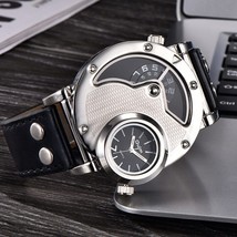 Unique Design Multiple Time Zone Watch Leather Strap Male Quart Men Wristwatch - £27.90 GBP+