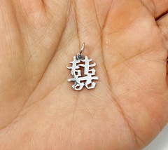 Happiness Chinese Character Pendant 925 Sterling Silver, Handmade Chinese Symbol - $29.00