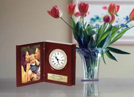 Folding Bookcase Photograph Engraved Desk Clock Personalize 4x6 Photo Pi... - $1,907.16 MXN