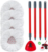 4 Pack Spin Mop Refill Heads Include 30 58in Handle 1 Mop Base Compatibl... - £29.54 GBP