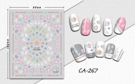 Nail art 3D stickers decal pink white flowers butterfly hearts CA267 - £2.54 GBP