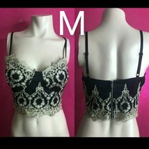 Black &amp; Gold Thick Lace Bralette Top Size M - $18.70