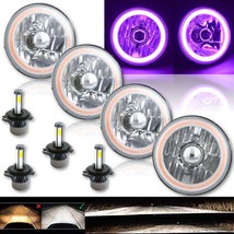 5-3/4&quot; Purple COB LED Halo Angel Eye Crystal Headlamp 6k 20/40w LED Bulb Set - 4 - £235.86 GBP