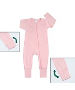 Long Sleeve BABY ROMPER PINK 12-18Mo Cotton Double Zipper Mitted Footed ... - $8.75