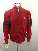 Ralph Lauren Men&#39;s Vintage Zip Up Jacket Red Blue Stripe Long Sleeve Cot... - $15.83