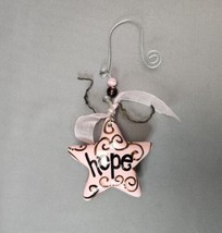 Glory Haus &quot;Hope&quot; Christmas Tree Ornament Holiday Ceramic Hand Painted Pink Star - £15.70 GBP