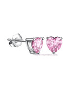 .85 ct. Heart Pink Sapphire Stud Earrings in Sterling Silver - $41.38