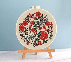 Ukrainian cross stitch Strawberry pattern pdf - Folk art embroidery roun... - $4.49